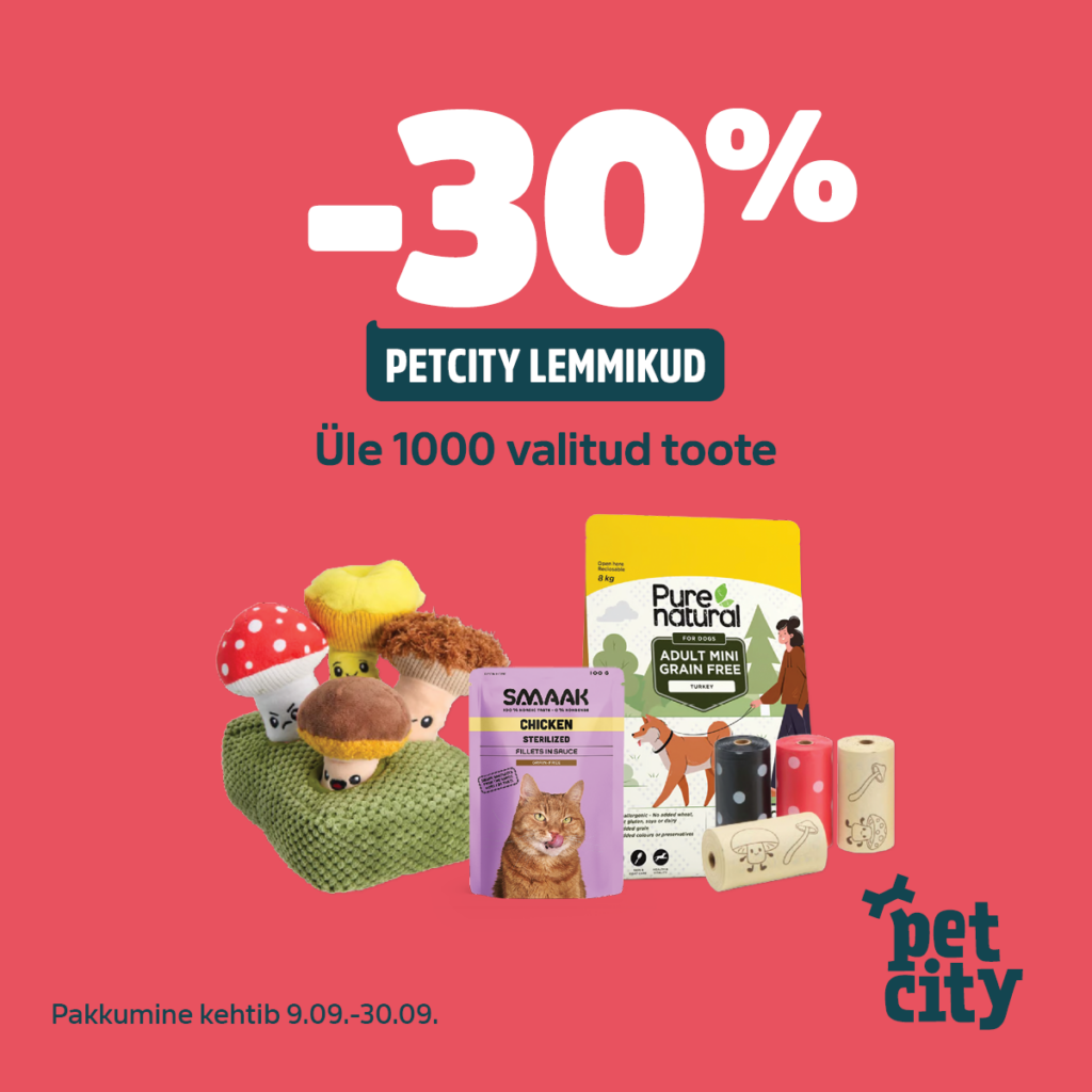 Üle 1000 valitud toote PetCitys -30% PetCity