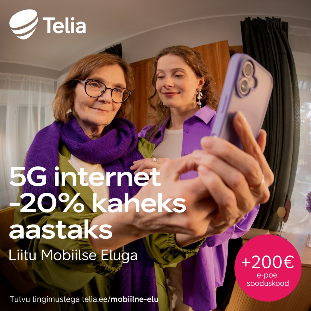 Mobiilne internet -20% kaheks aastaks Telia esindus
