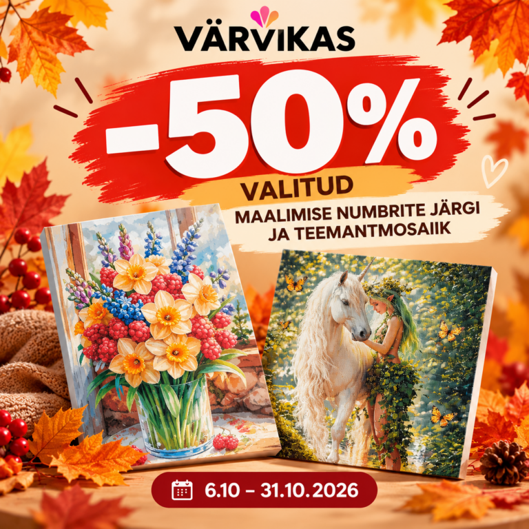 MAALIMINE NUMBRITE JÄRGI JA TEEMANTMOSAIIK Värvikas hobi ja kingitused