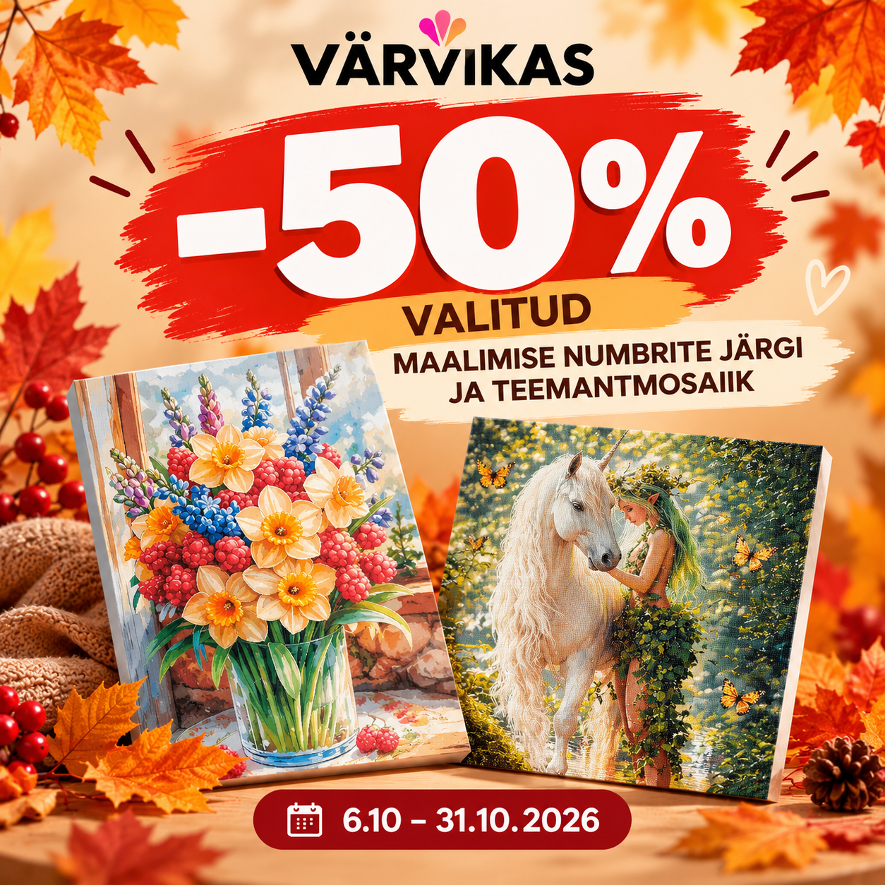 MAALIMINE NUMBRITE JÄRGI JA TEEMANTMOSAIIK Värvikas hobi ja kingitused