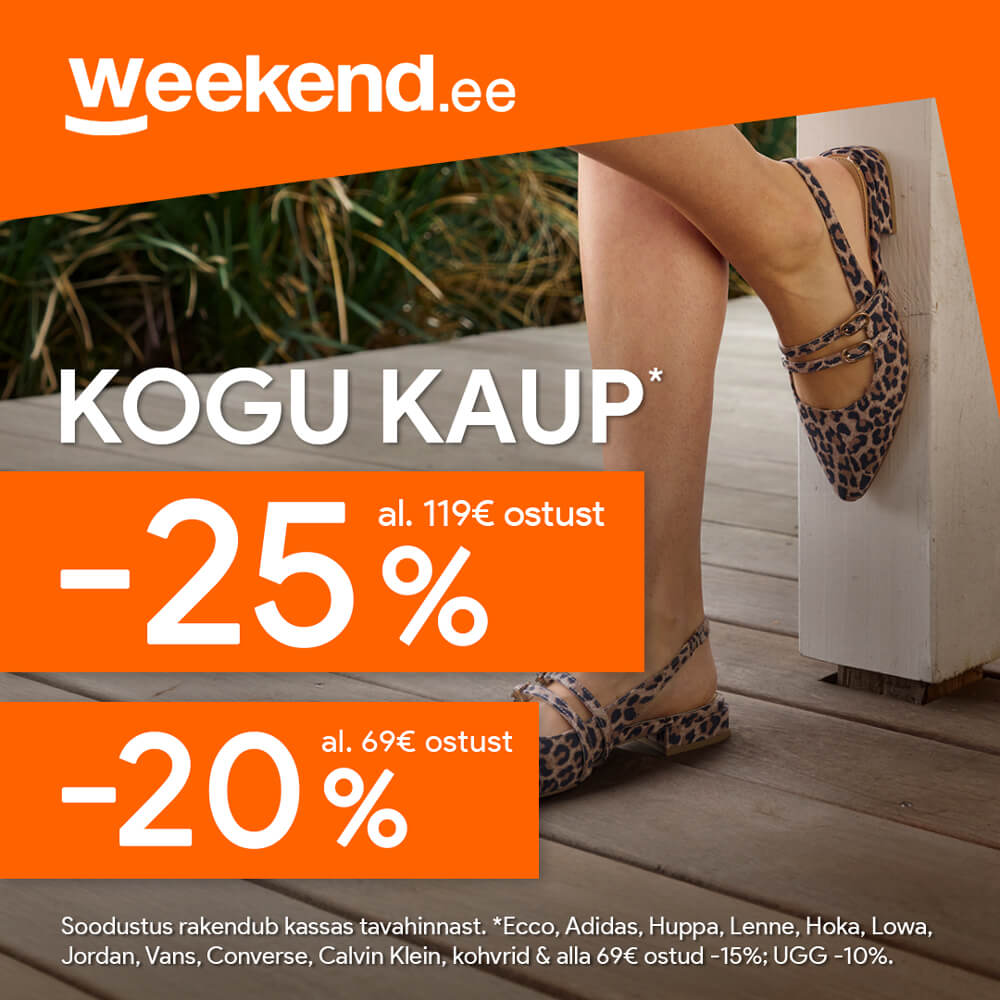 Kogu kaup -25% al 119 € ostust Weekend