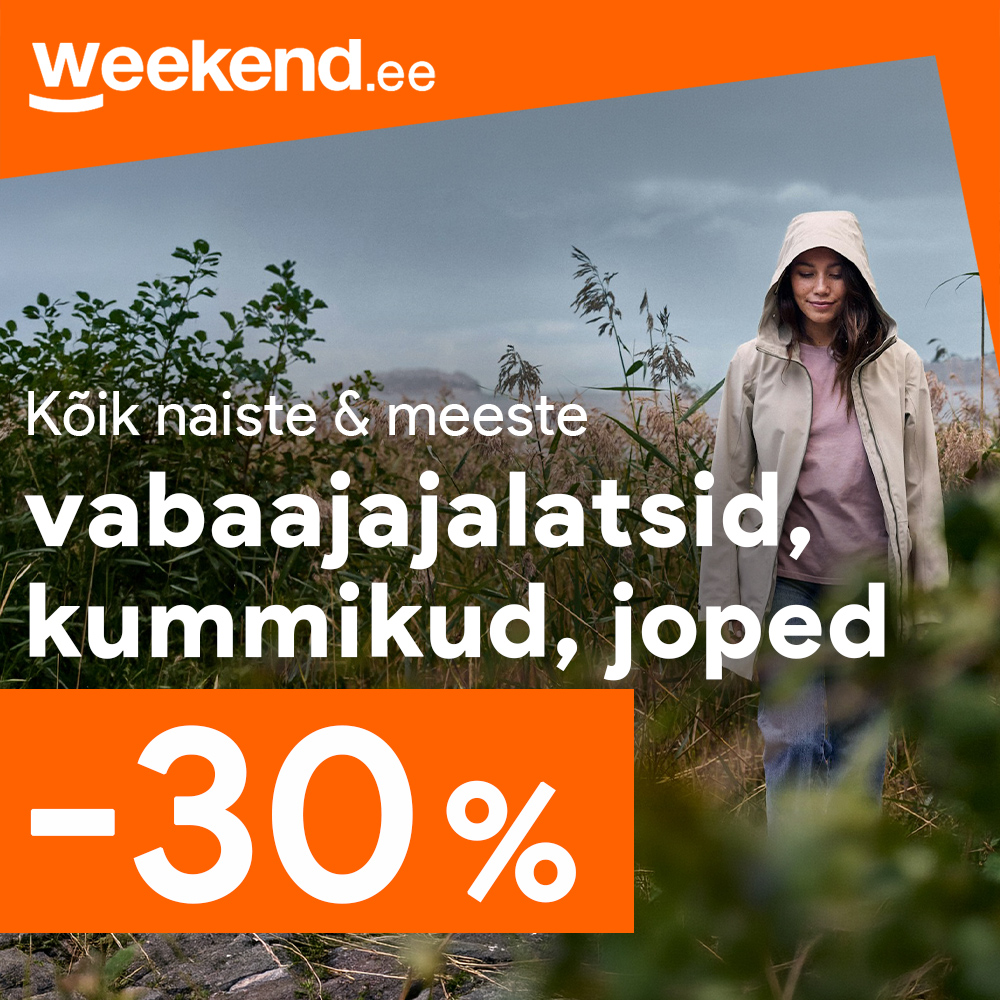 Kõik naiste & meeste vabaajajalatsid, kummikud, joped -30% Weekend