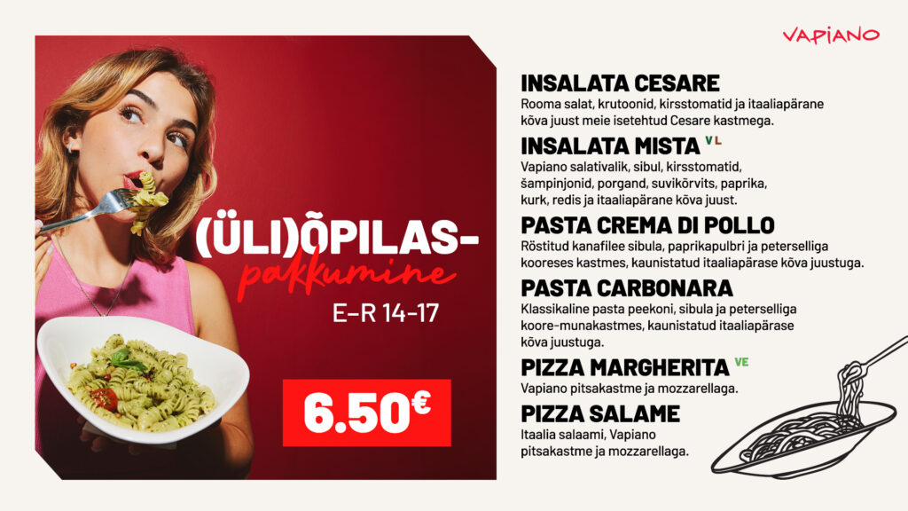 (Üli)õpilaspakkumine on tagasi! 🎓🍝 Vapiano